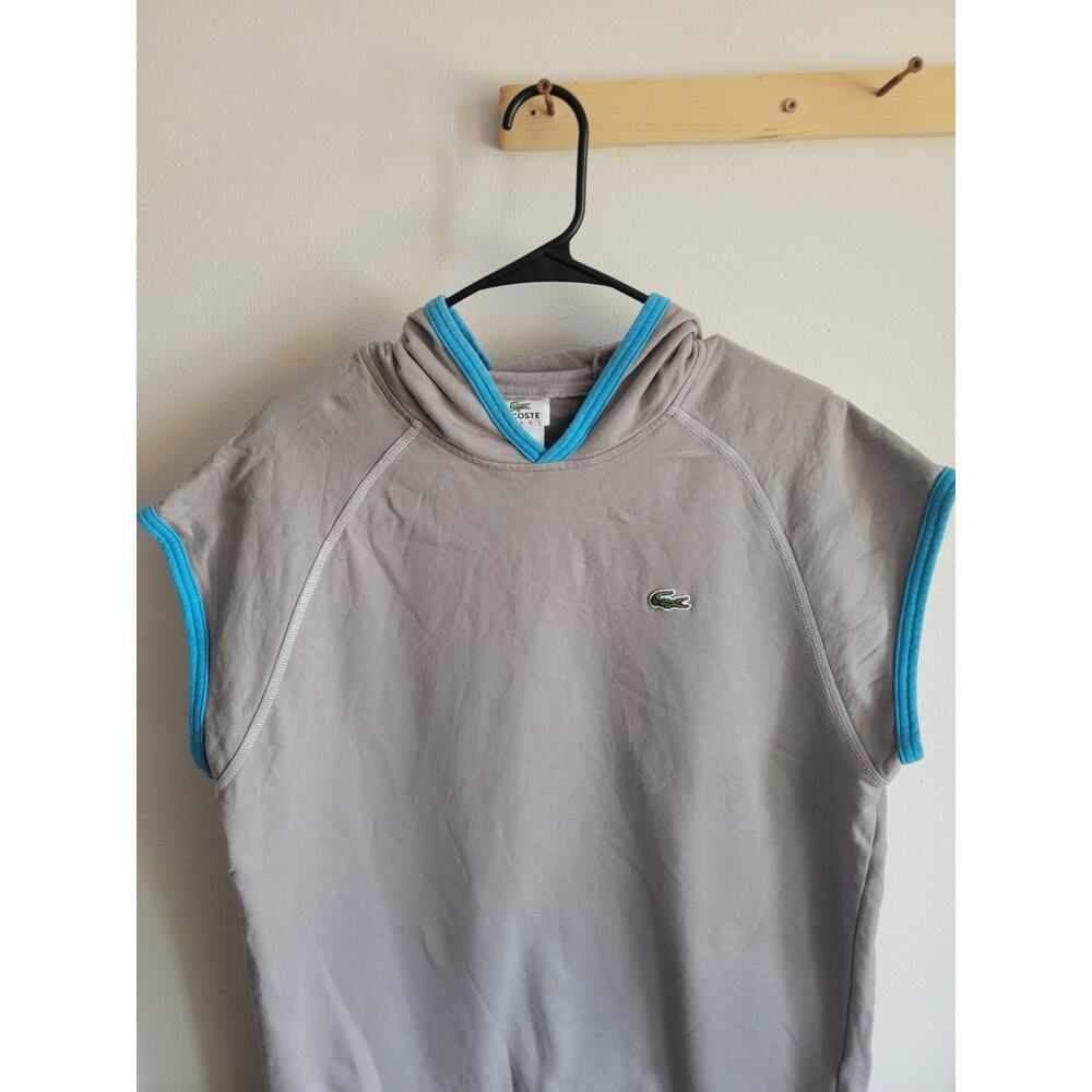 Lacoste Fleece hoodie Short Sleeve pullover Men's Sz 5 (L) Gray - Picture 5 of 11